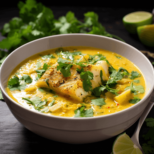 CaribeStyle Coconut Fish Soup with Plantains and Cilantro Recipe